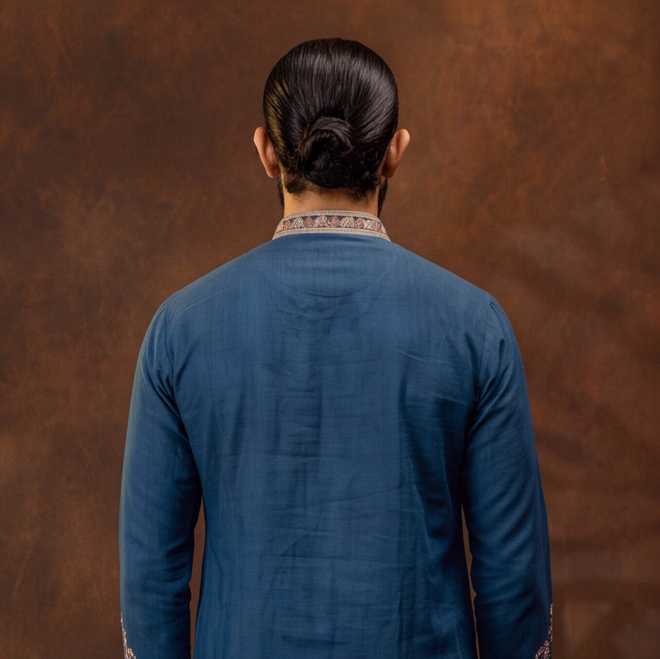 Men's Premium Embroidered Navy Blue Kurta Set