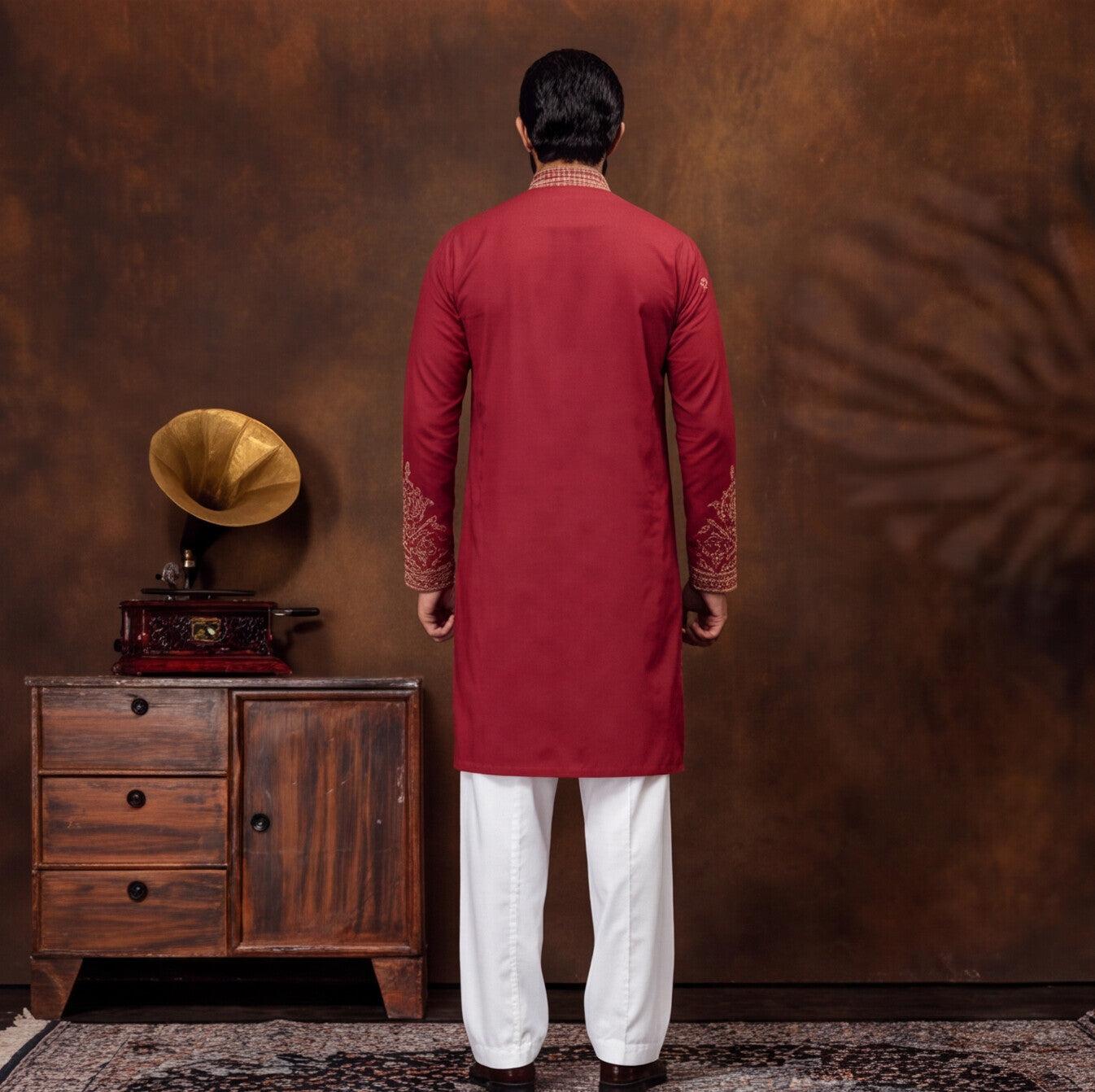 Men's Premium Embroidered RED Kurta Set