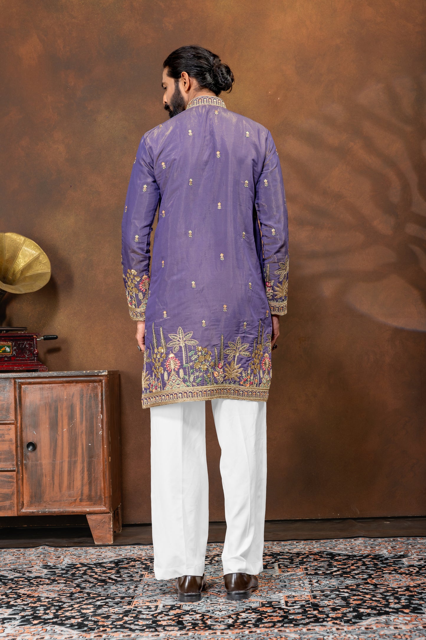 Imperial Violet Embroidered Men’s Kurta Set