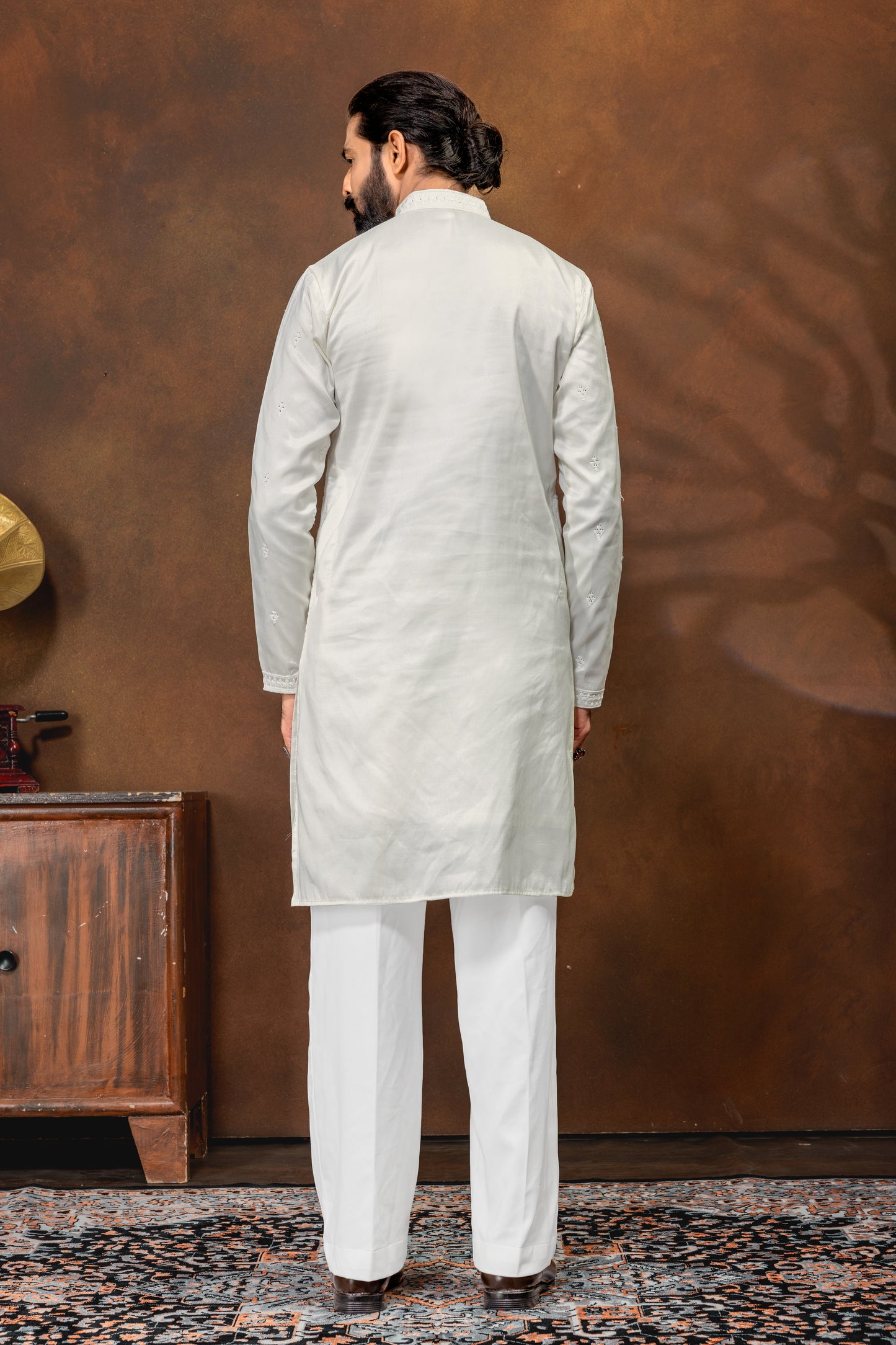 Royal Ivory Embroidered Men’s Kurta Pajama Set