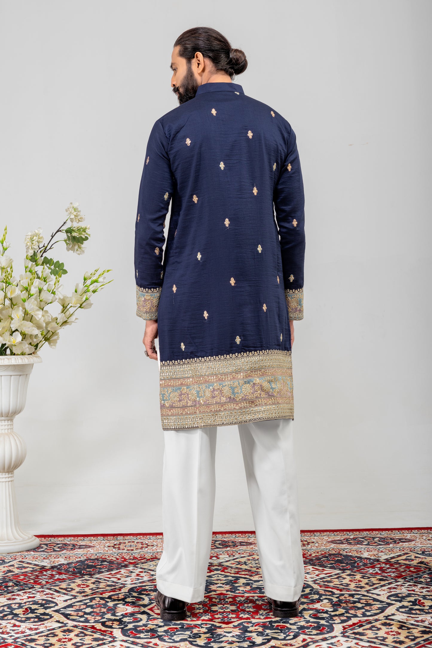 Royal Navy Embroidered Men’s Kurta Set
