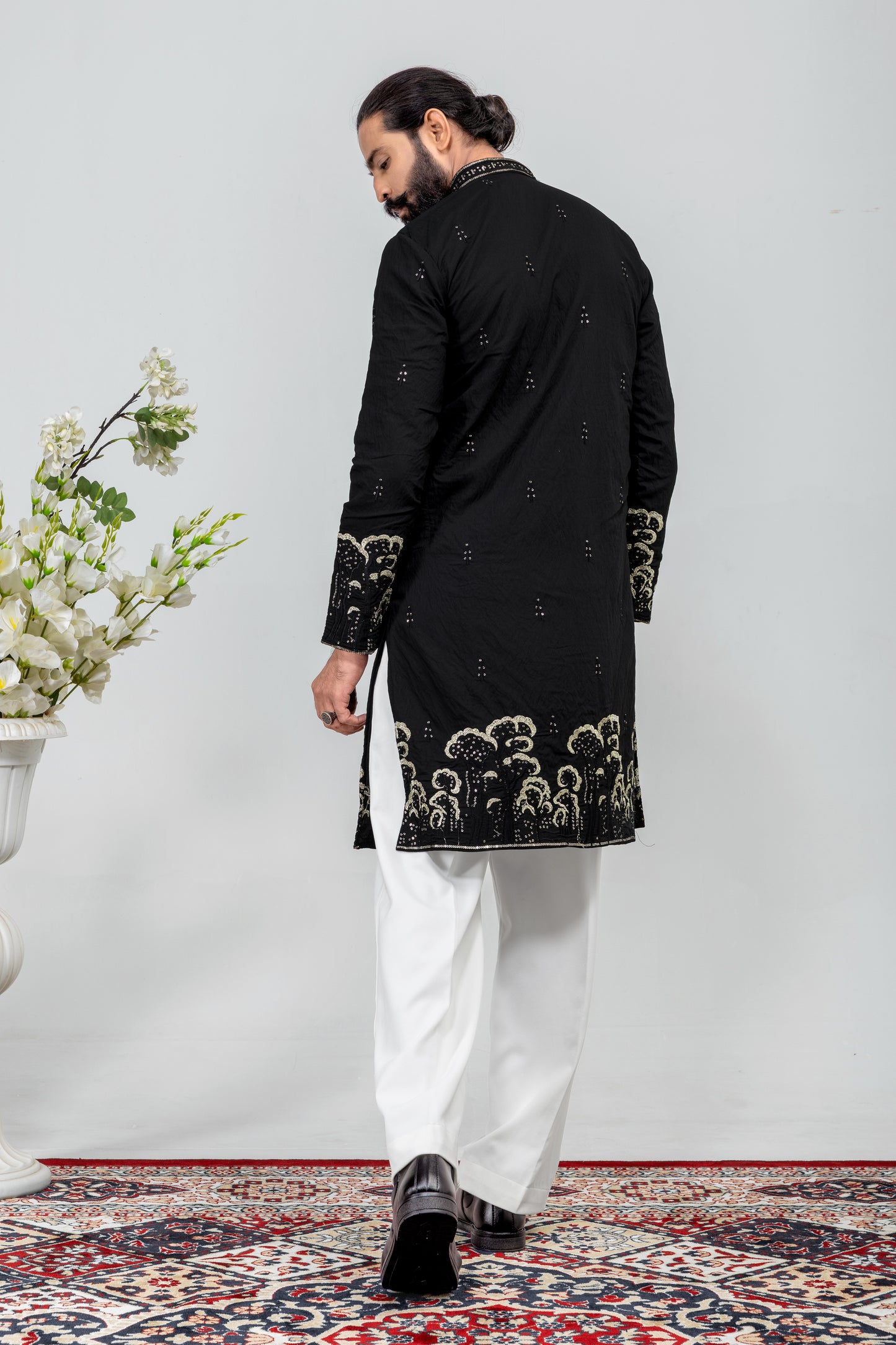 Elegant Black Embroidered Men’s Kurta