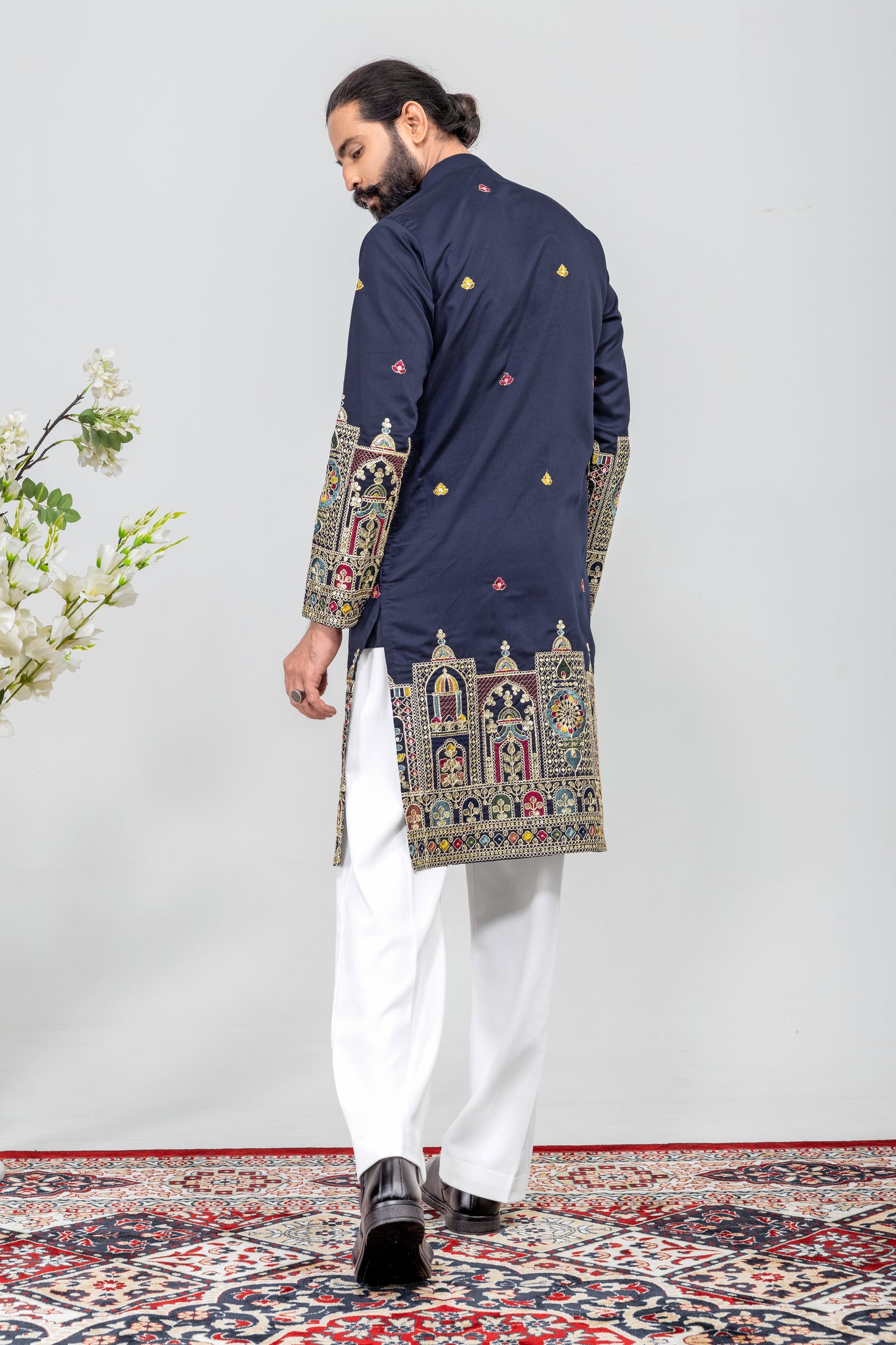 Royal Navy Blue Heritage Embroidered Men’s Kurta