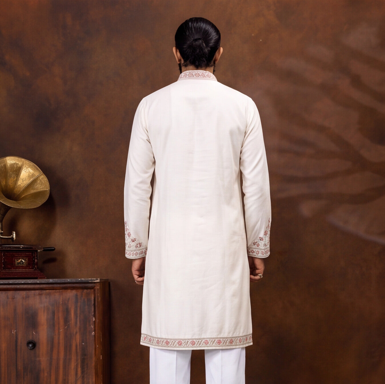 Men's Ivory White Premium Embroidered Kurta Set