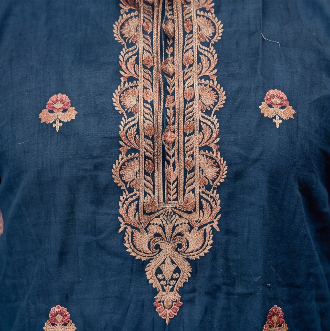 Men's Premium Embroidered Navy Blue Kurta Set