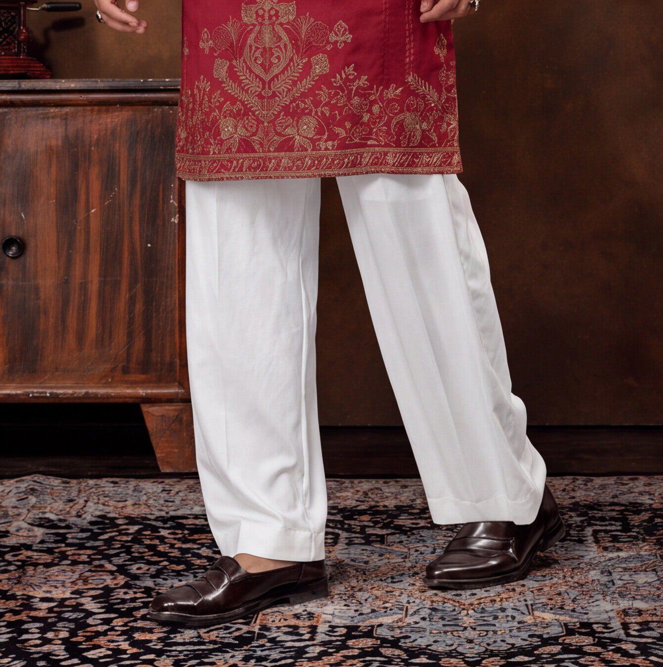 Men's Premium Embroidered RED Kurta Set