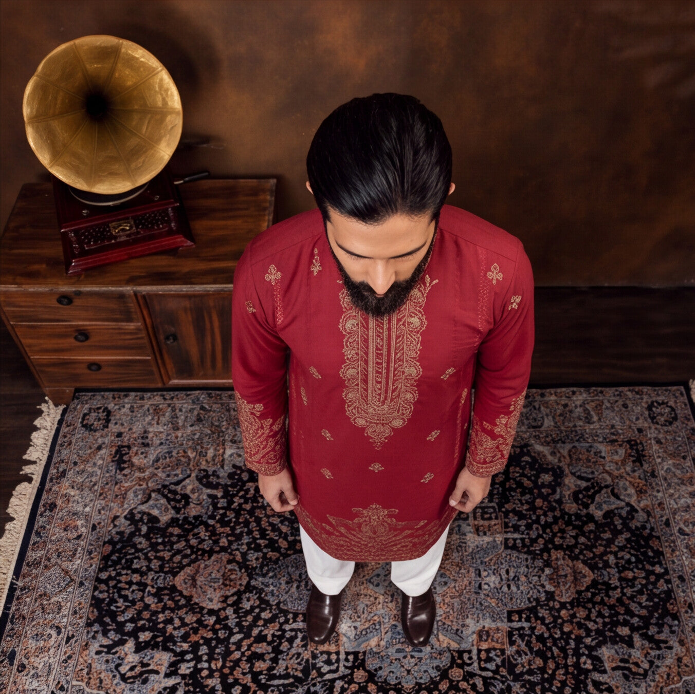 Men's Premium Embroidered RED Kurta Set