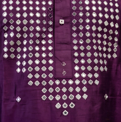 Men's Royal Purple Embroidered Kurta Set