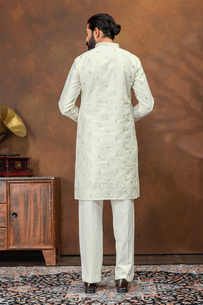 off-white embroidered kurta