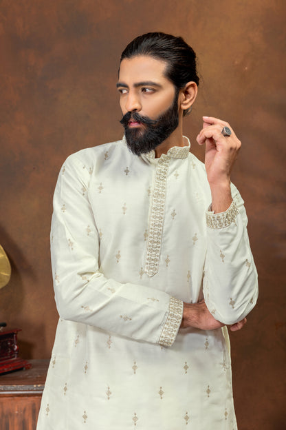 off-white embroidered kurta