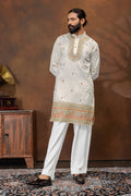 Royal Ivory Embroidered Kurta Pajama Set for Men
