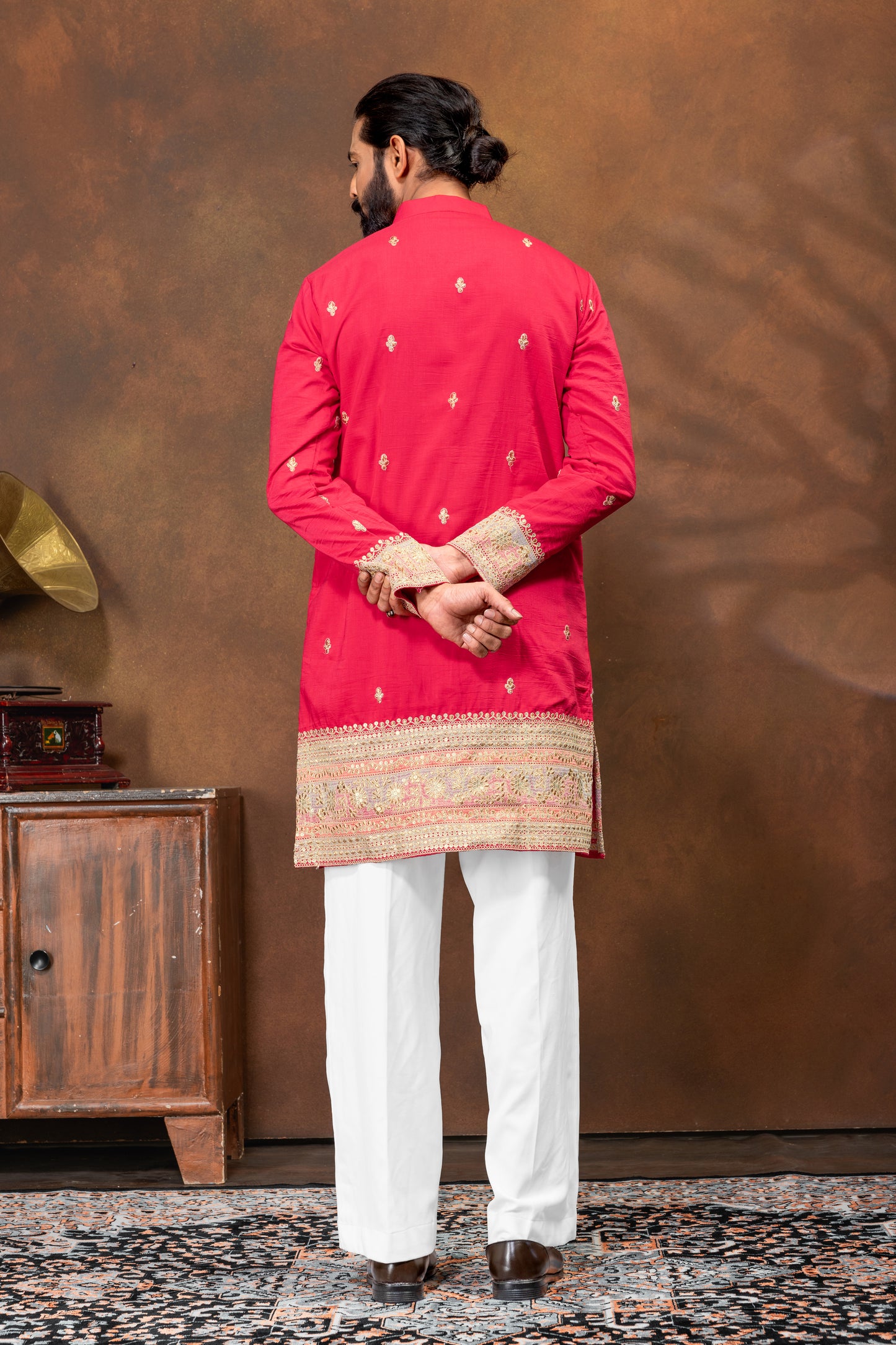 Royal Fuchsia Embroidered Men’s Kurta Set