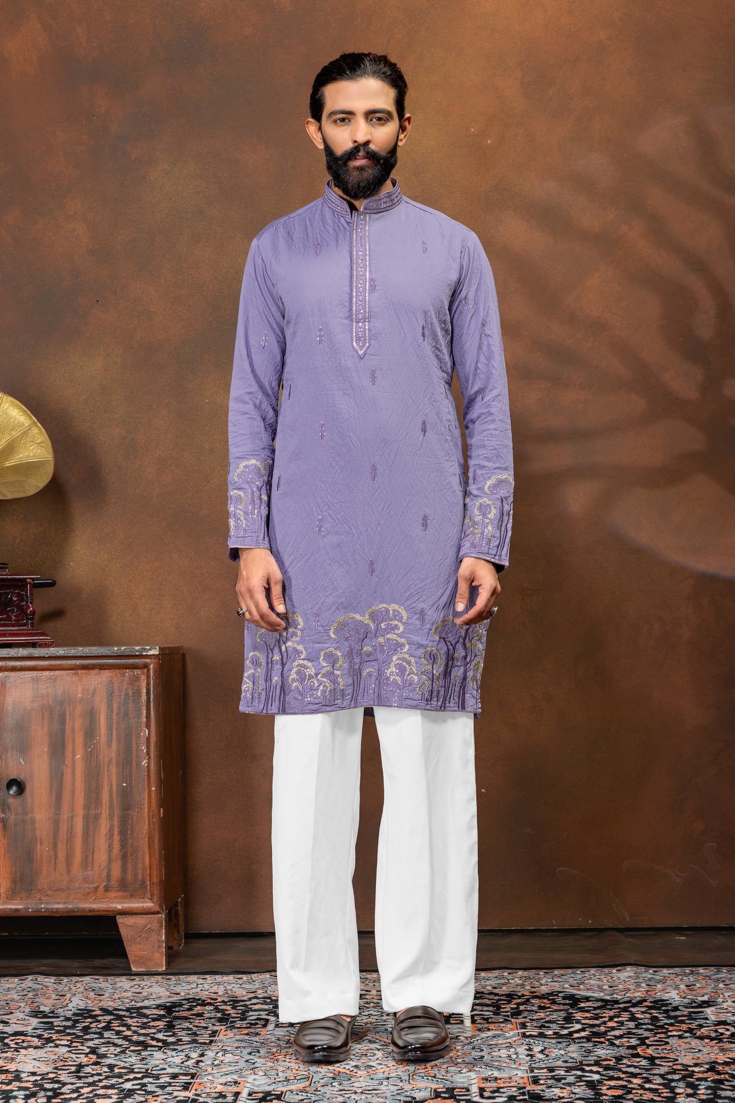 Lavender Royale Embroidered Men’s Kurta Set
