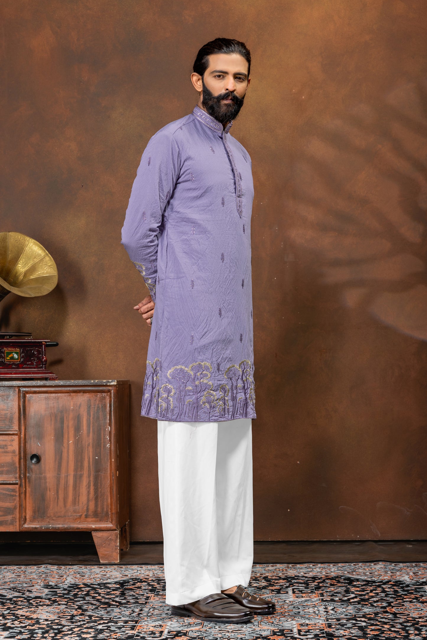 Lavender Royale Embroidered Men’s Kurta Set