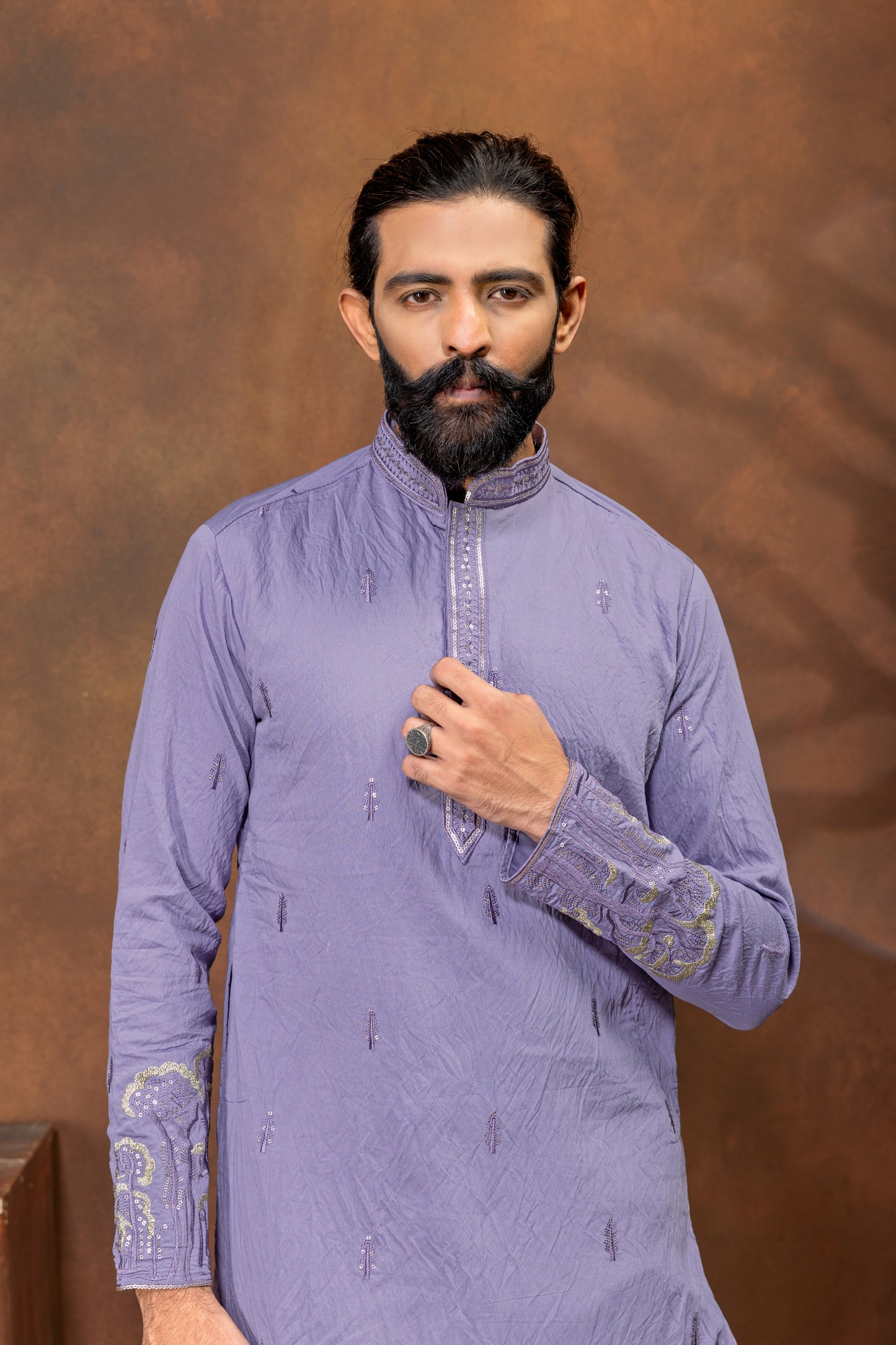 Lavender Royale Embroidered Men’s Kurta Set