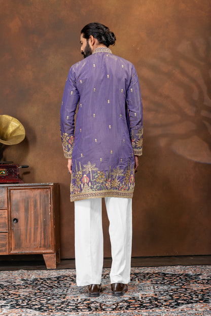 Imperial Violet Embroidered Men’s Kurta Set