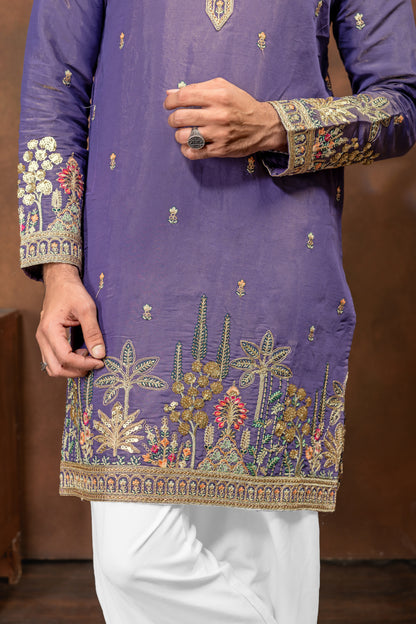 Imperial Violet Embroidered Men’s Kurta Set