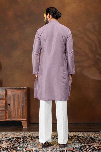 Elegant Dusty Lavender Traditional Kurta Set