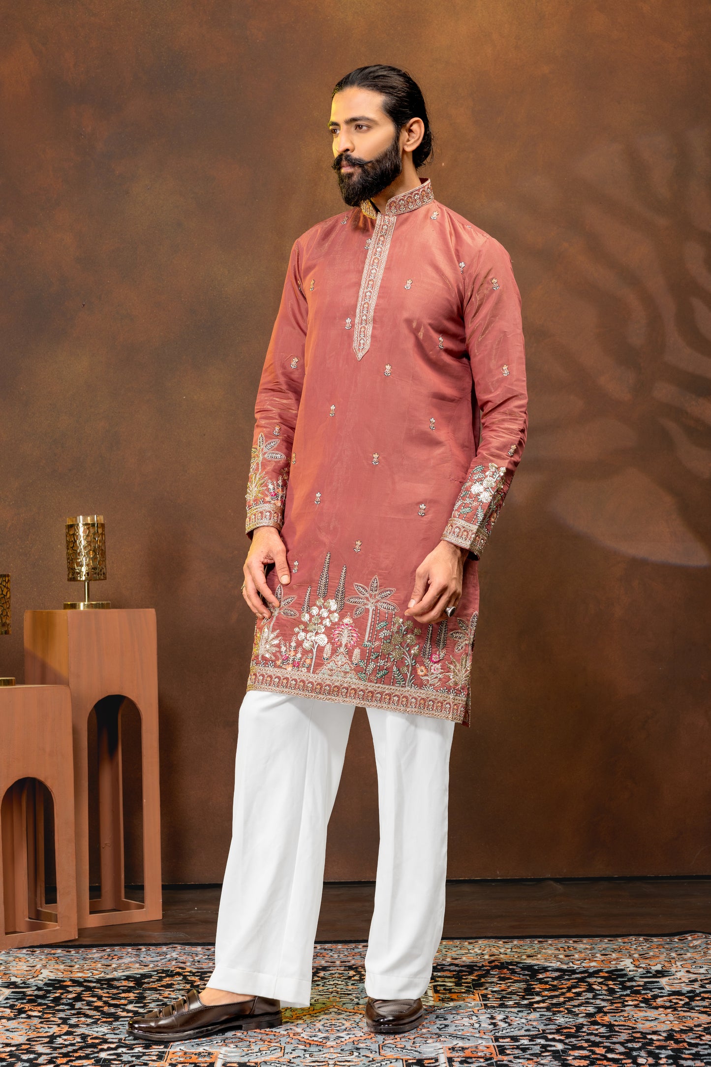 Rosewood Embroidered Men’s Kurta Set