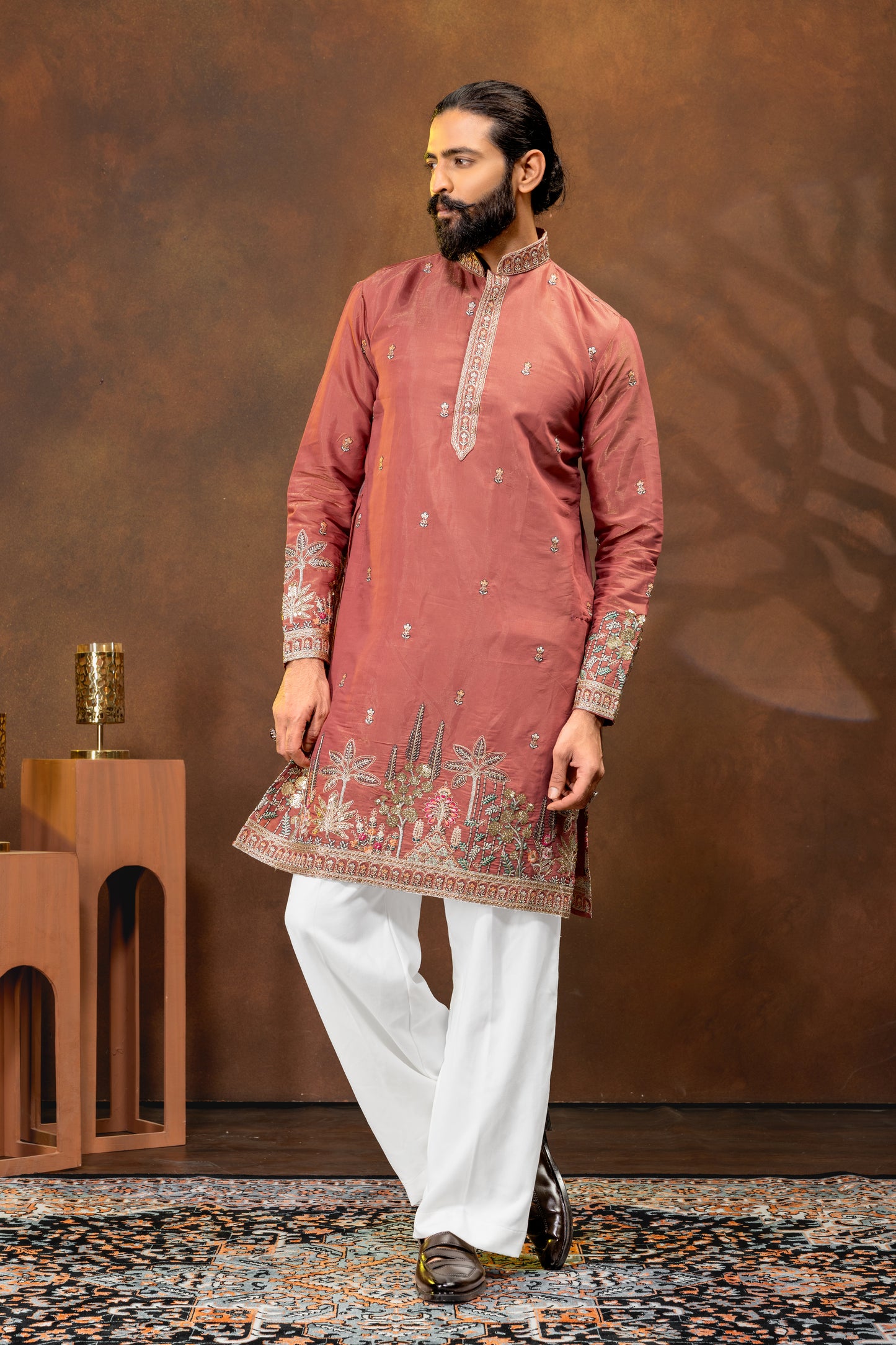 Rosewood Embroidered Men’s Kurta Set