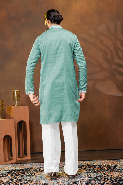 Mint Green Embroidered Men’s Kurta Set
