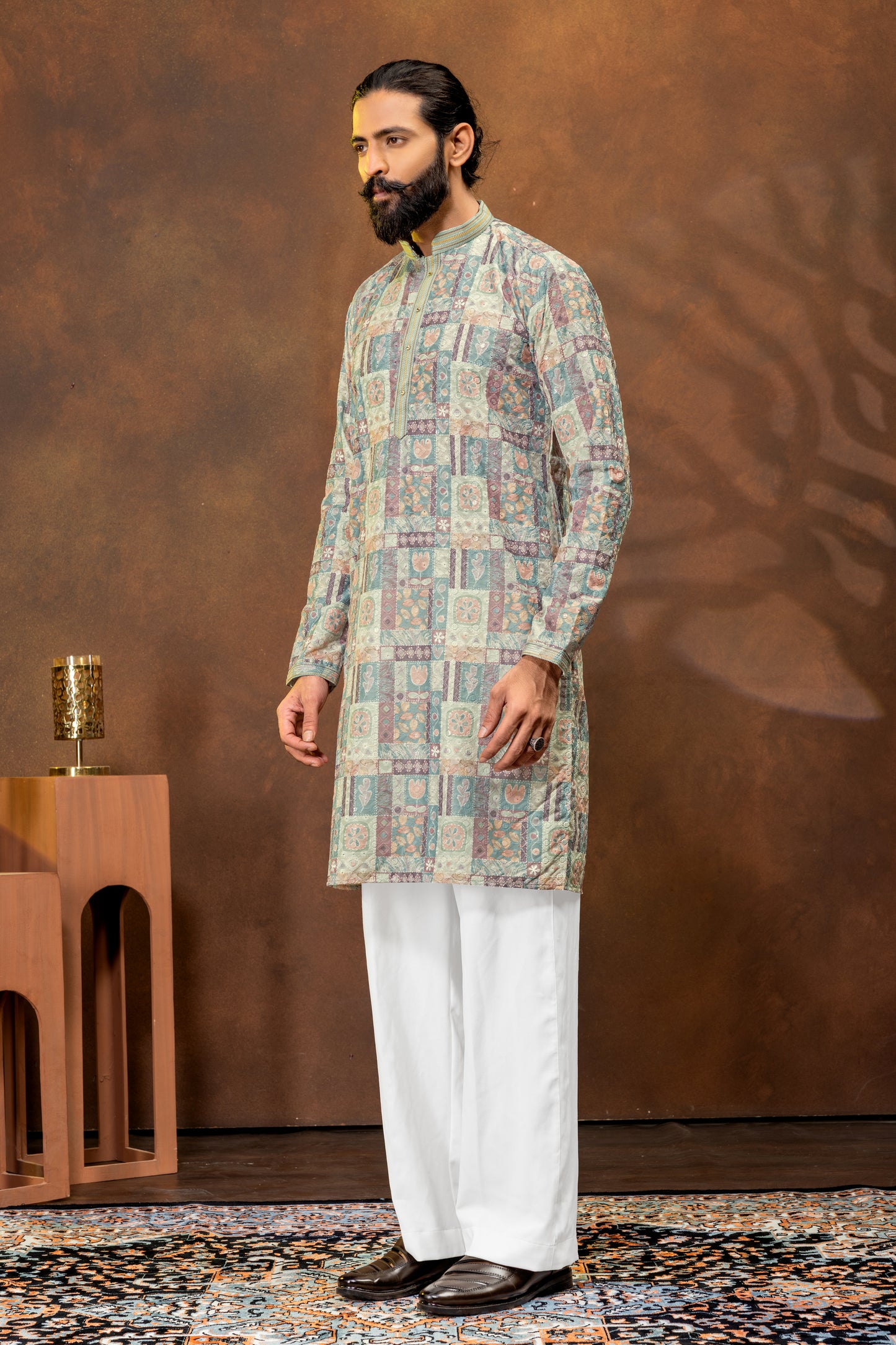 Heritage Print Designer Kurta for Men