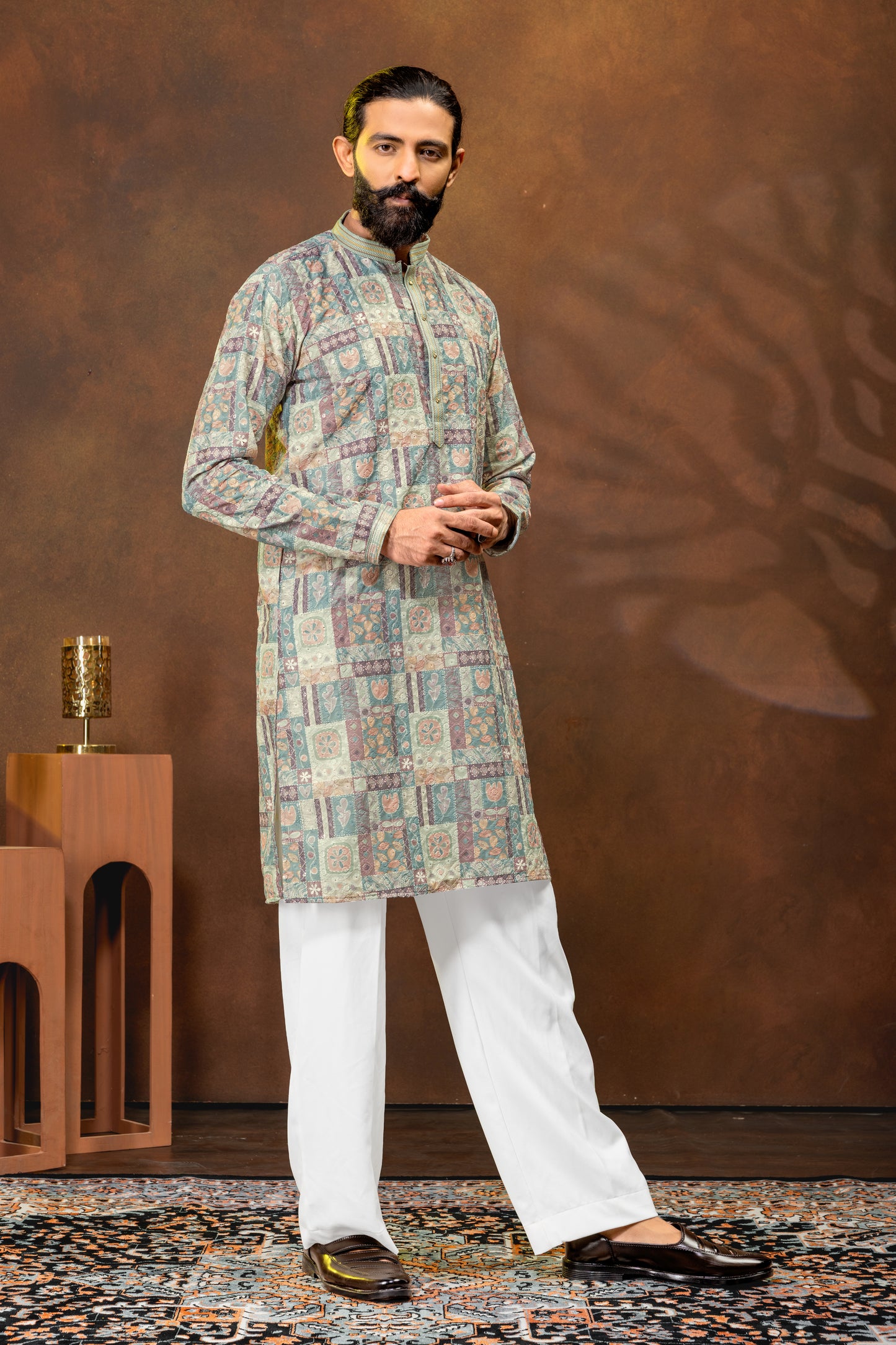 Heritage Print Designer Kurta for Men