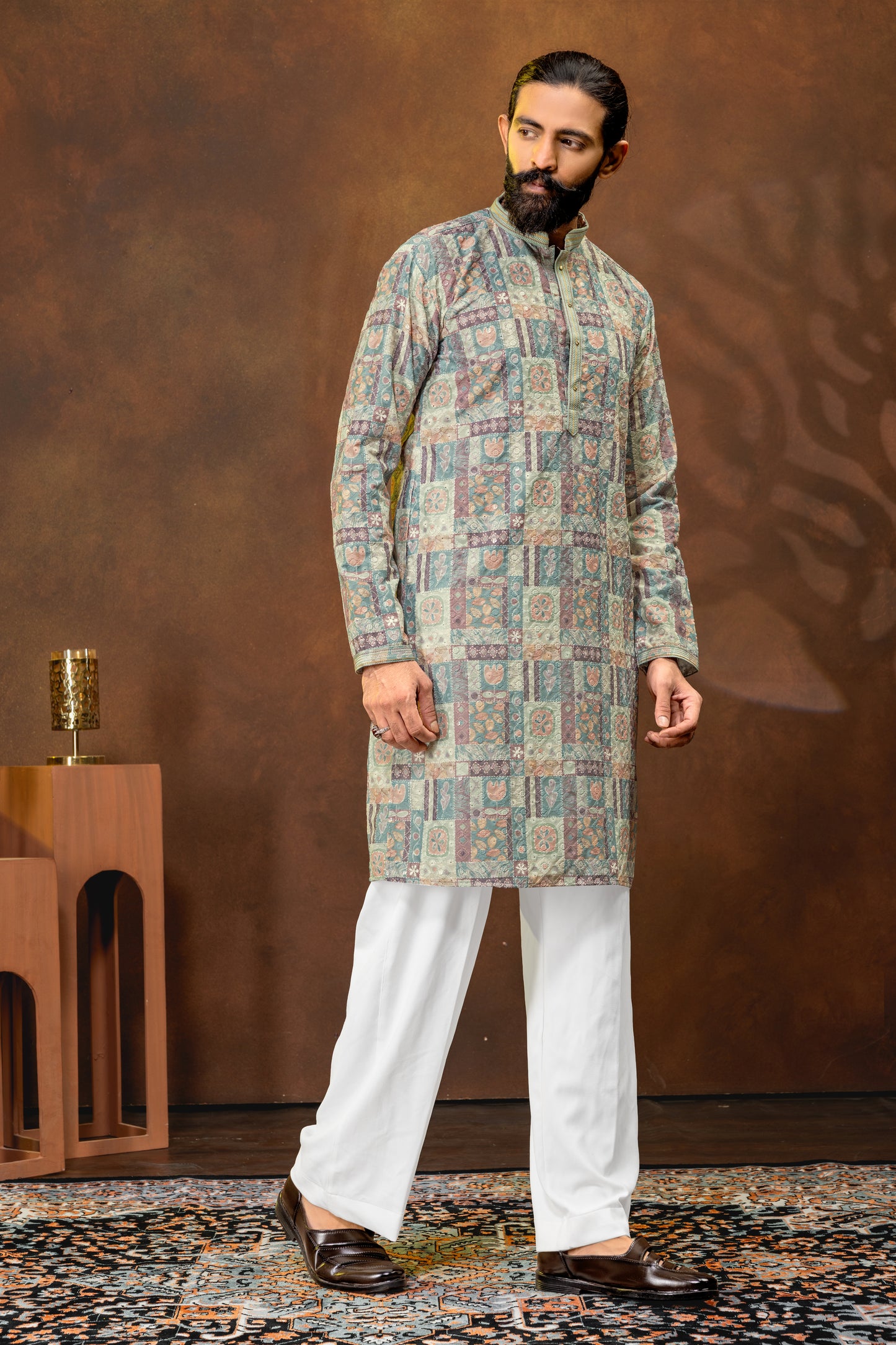 Heritage Print Designer Kurta for Men