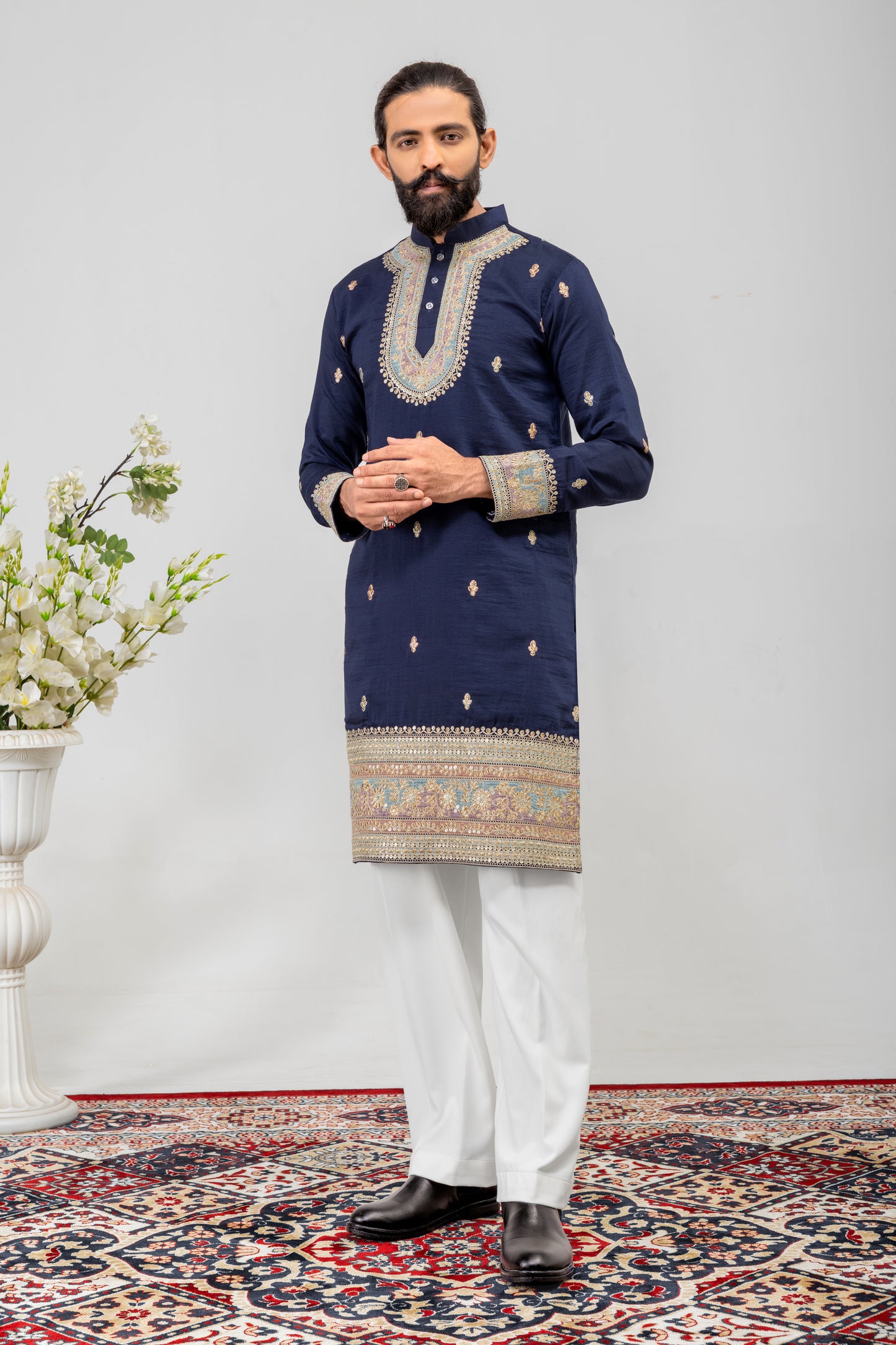 Royal Navy Embroidered Men’s Kurta Set