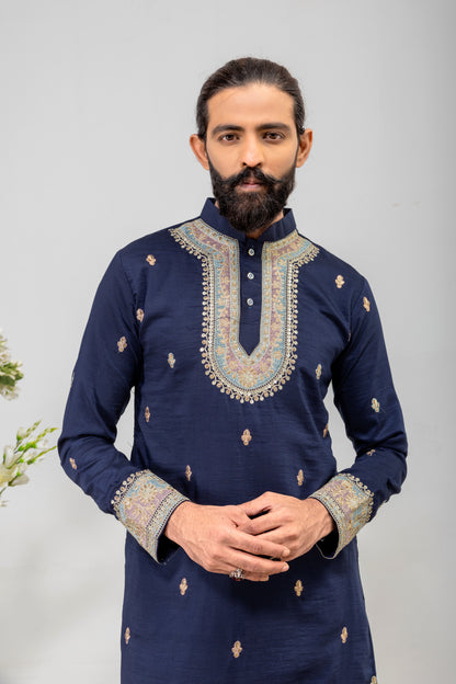 Royal Navy Embroidered Men’s Kurta Set