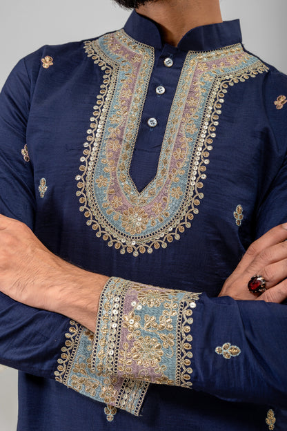 Royal Navy Embroidered Men’s Kurta Set