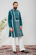 Emerald Green Embroidered Men’s Panjabi / Kurta