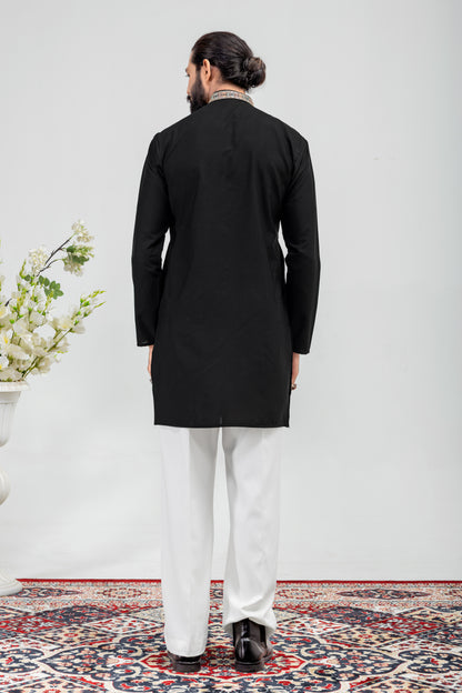Luxury Black Embroidered Men’s Kurta Pajama Set