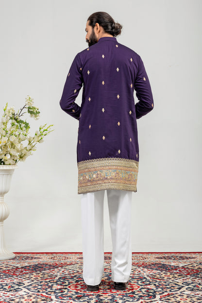 Royal Amethyst Embroidered Men’s Kurta