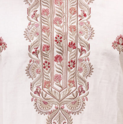 Men's Ivory White Premium Embroidered Kurta Set