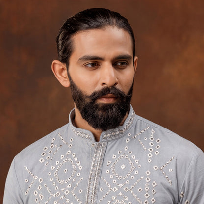 Silver Mist Embroidered Kurta Set