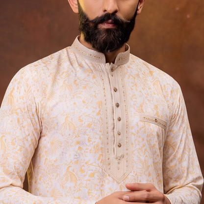 Ivory Gold Paisley Men’s Kurta Set