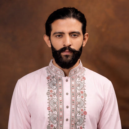 Gulnaar Blush Pink Heritage Kurta Set