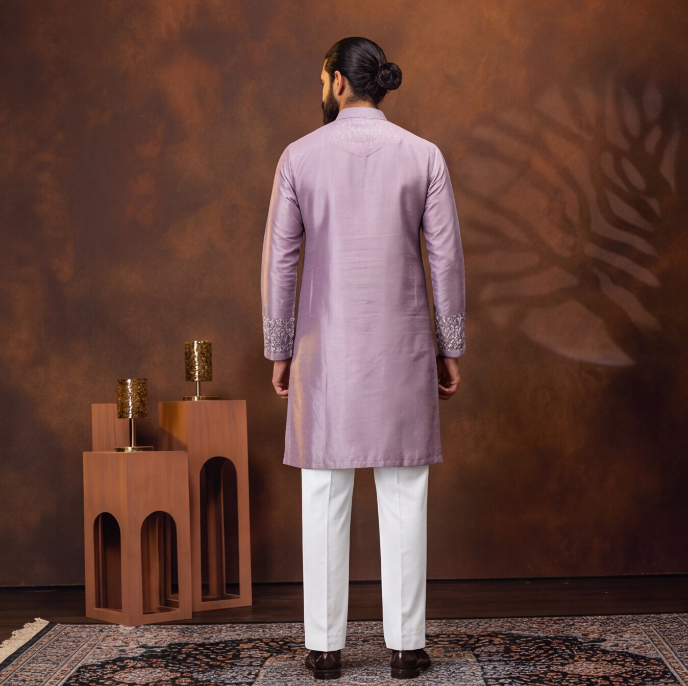 Lavender Royale Mirror Embroidered Men’s Kurta Set