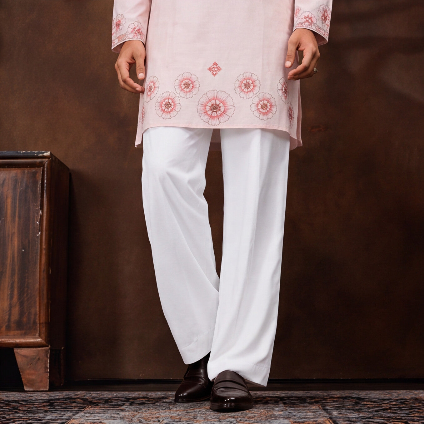 Blush Pink Heritage Embroidered Men’s Kurta Set