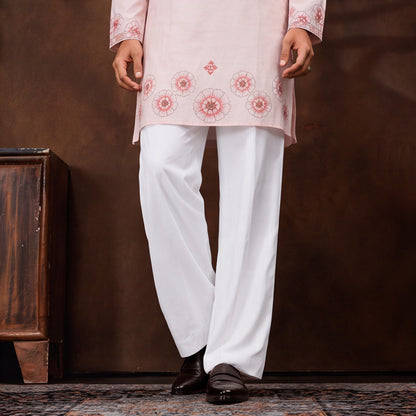 Blush Pink Heritage Embroidered Men’s Kurta Set