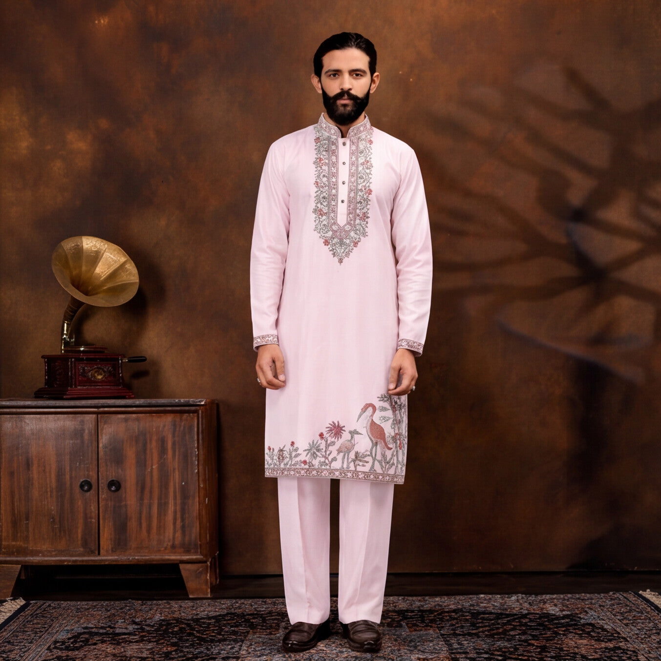 Gulnaar Blush Pink Heritage Kurta Set