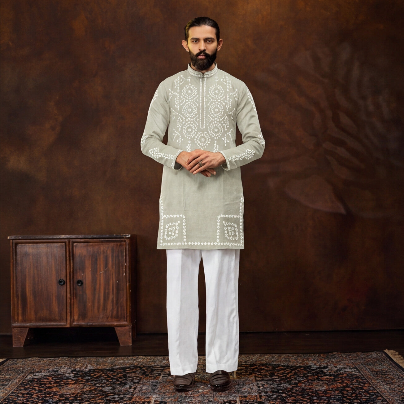 Sage Mist Embroidered Kurta Set