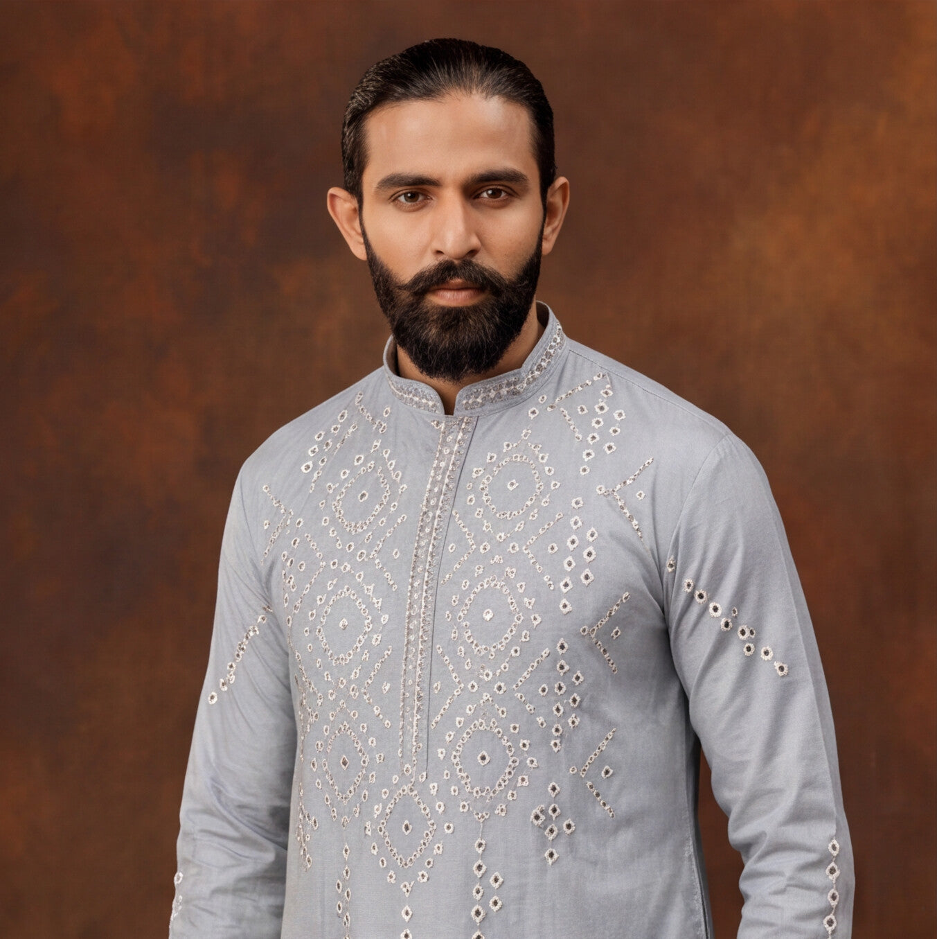 Silver Mist Embroidered Kurta Set