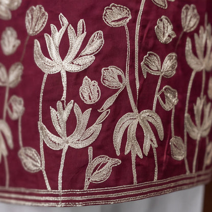 Burgundy Lotus Embroidered Men’s Kurta Set