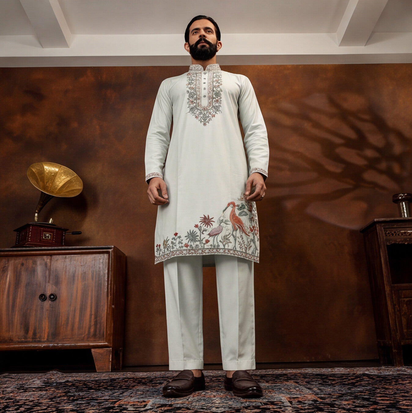 Aarav Ivory Heritage Embroidered Kurta Set