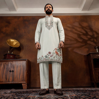 Aarav Ivory Heritage Embroidered Kurta Set