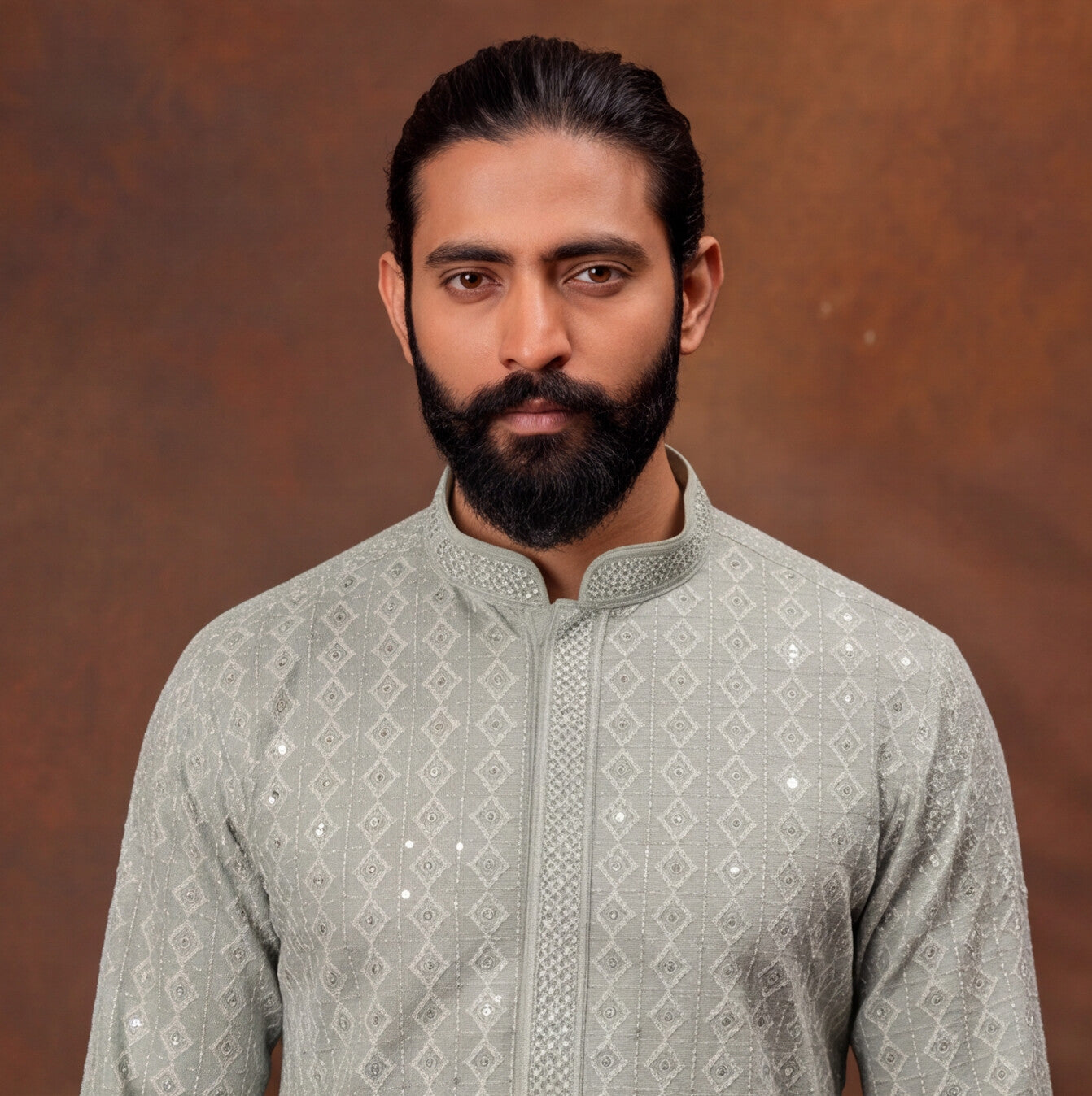 Silver Mist Textured Men’s Kurta Set
