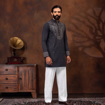 Midnight Royale Embroidered Kurta Set