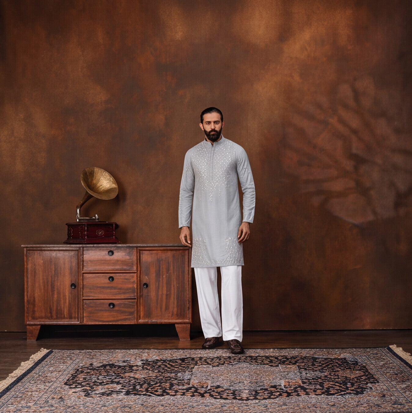 Silver Mist Embroidered Kurta Set